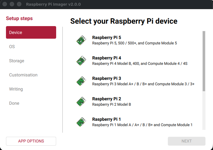 Selecting the device