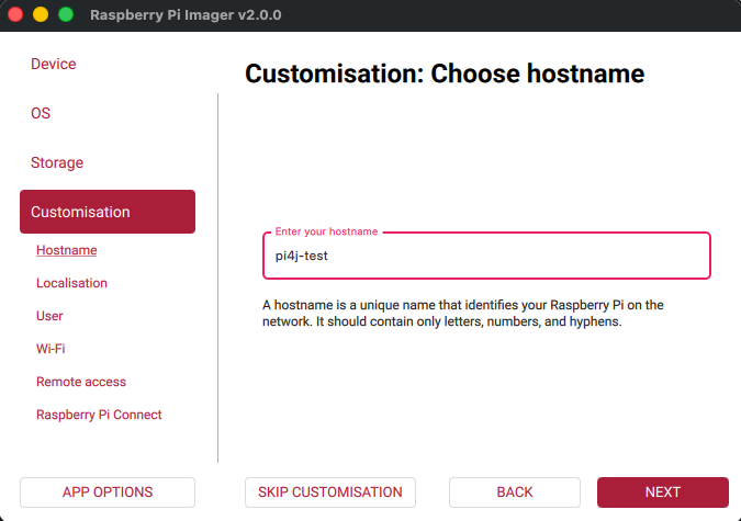 Specify the hostname